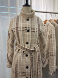 Belted Straight Wool-Blend Coat